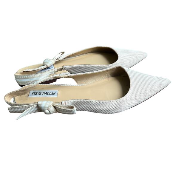 Steve Madden Cream Pointed Toe Slingback Flats with bows Size 9 - Picture 3 of 5